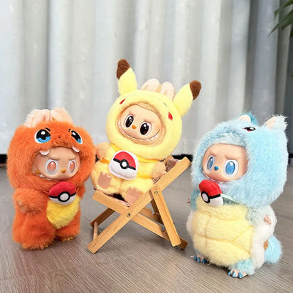 Labubu x Pokémon – Pikachu, Charmander & Squirtle Costumes